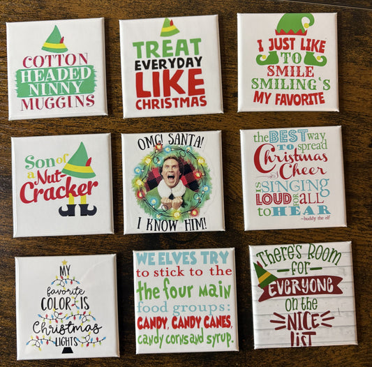 Set of 9 Buddy the Elf Magnets